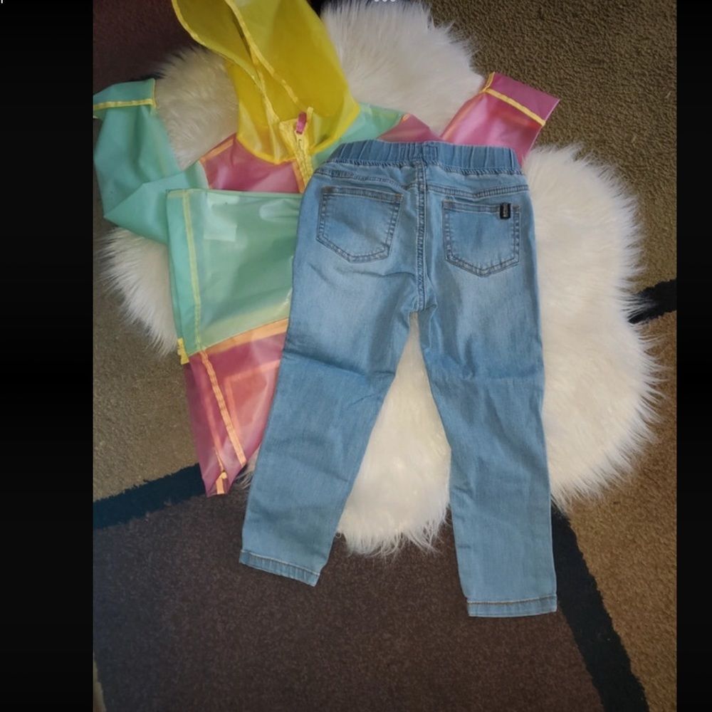 Girl’s BUFFALO matching set outfit raincoat jeans pastel David Bitton 4T EUC - Picture 4 of 6
